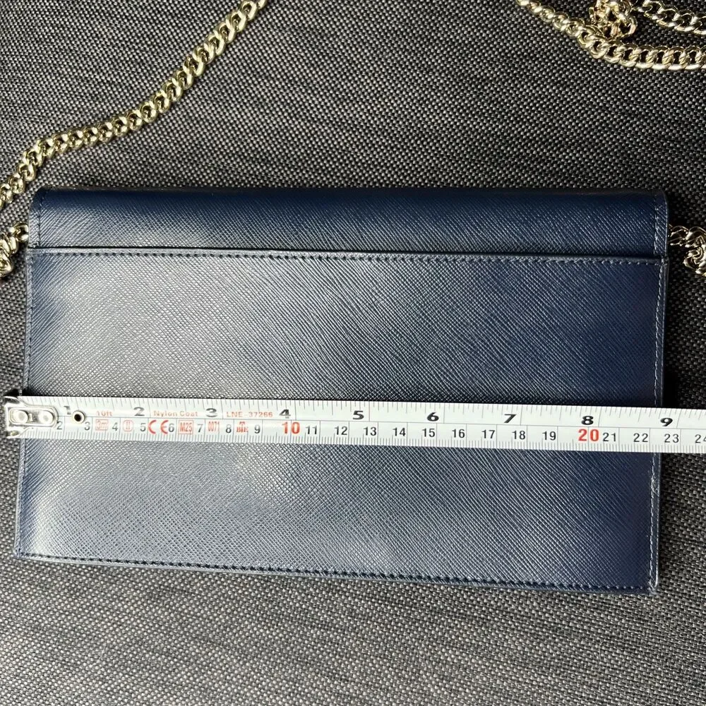 Kate Spade Willow Wallet Saffiano Leather Flap Convertible Crossbody Bag Navy
